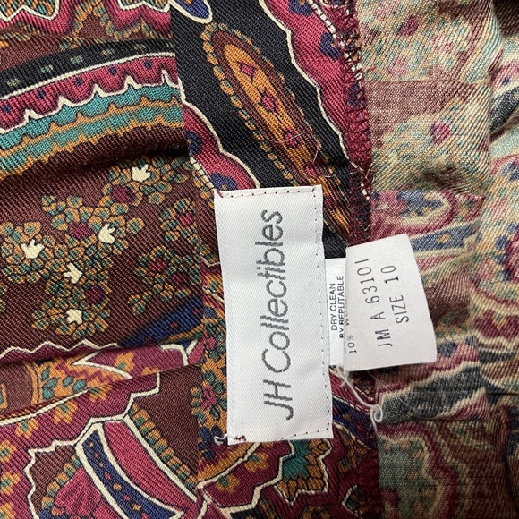 VINTAGE JH COLLECTIBLES PAISLEY MIDI SKIRT WITH PRINTED TRIM ON BOTTOM SIZE 10 - Picture 3 of 6